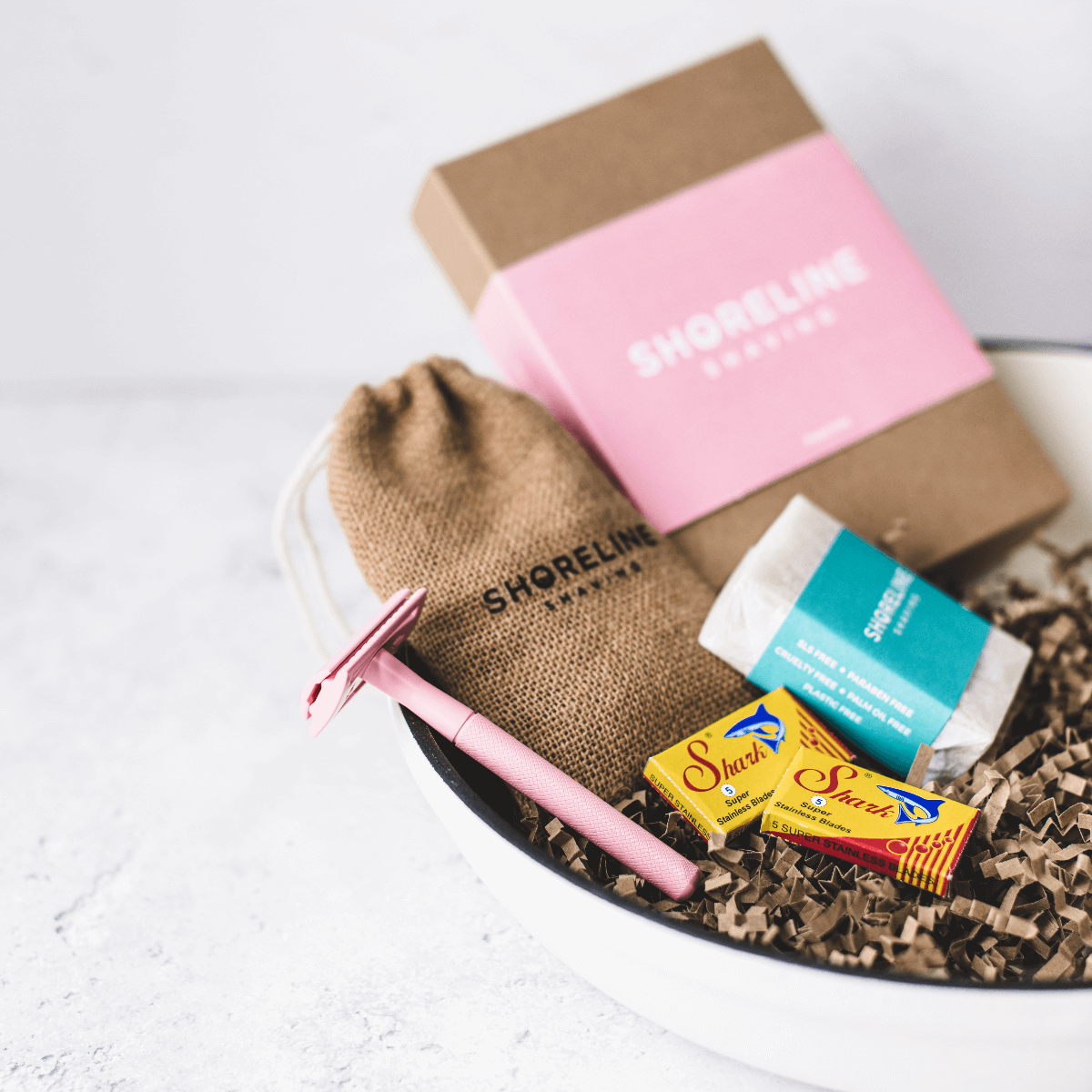 Shaving Kit with Metal Razor - Pastel Pink  | Shoreline Shaving | Life Before Plastic